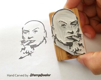 Dr. Evil From Austin Powers - Hand carved rubber stamp from photo