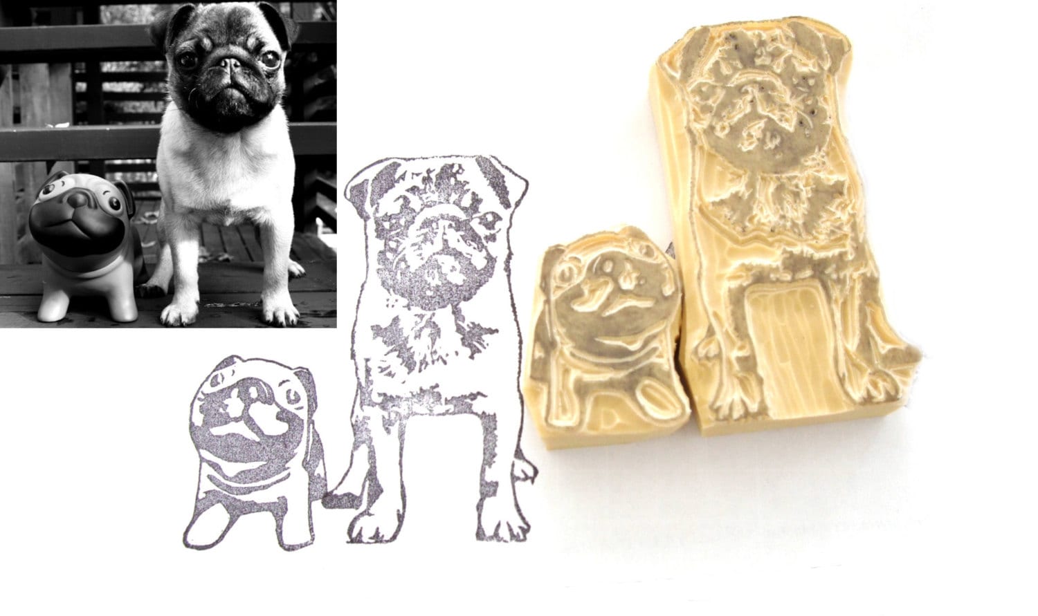 Personalized Hand-Carved Pet Rubber Stamp - Custom Design for Your Beloved Pet