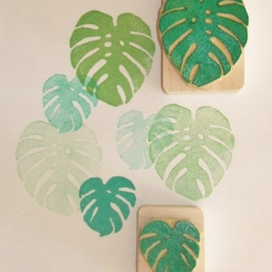 Monstera Deliciosa leaves - Hand carved rubber stamp set - Gift for Mom