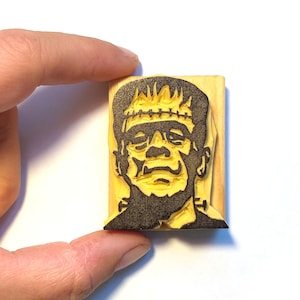 Il mostro di Frankenstein - Timbro in gomma intagliato a mano - Regalo per cinefili
