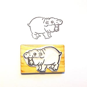 Moo Deng - Tampon en caoutchouc sculpté à la main - Cadeau pour les amateurs de mèmes animaux