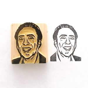 Nicolas Cage - Tampon meme drôle en caoutchouc sculpté à la main
