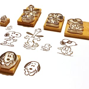 Snoopy and Woodstock - Inspired by Charlie Brown and Peanuts - Hand carved rubber stamp set