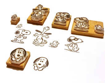 Snoopy and Woodstock - Inspired by Charlie Brown and Peanuts - Hand carved rubber stamp set
