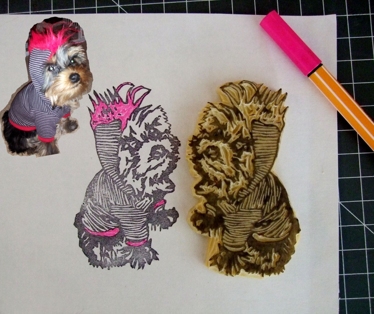 Personalized Hand-Carved Pet Rubber Stamp - Custom Design for Your Beloved Pet