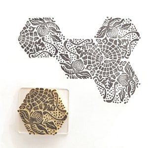 Gaudi&#39;s Pavement Tiles in Barcelona - Hand carved rubber stamp with transparent acrylic block