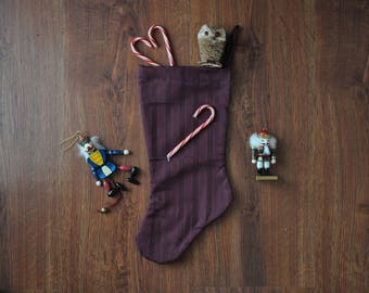 burgundy christmas stocking / maroon minimalist stocking / elegant holiday stocking