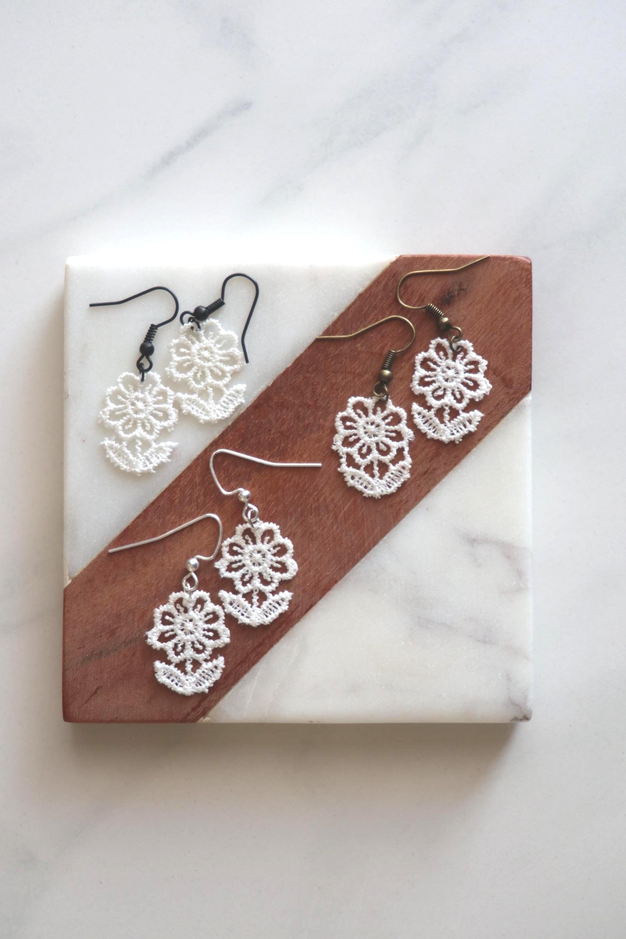 Small White Floral Earrings - Etsy