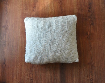 ivory wool chunky knit pillow cover / decorative cushion case / minimalist throw pillow / textured mini pillow sham