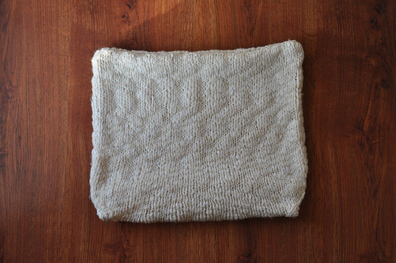 ivory wool chunky knit pillow cover / decorative cushion case / minimalist throw pillow / textured mini pillow sham image 5