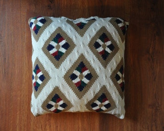 colorful cable knit pillow cover / 22in diamond throw pillow / chunky cotton accent pillow / decorative cushion case