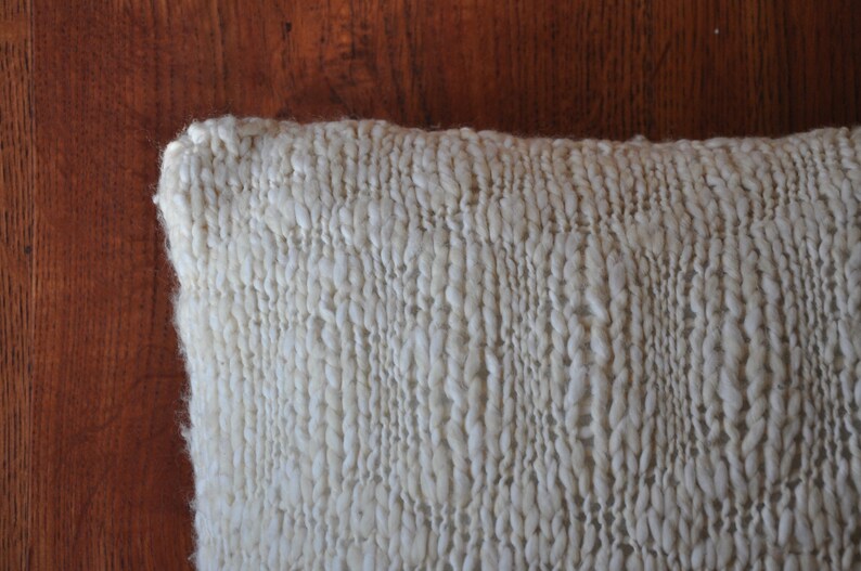 ivory wool chunky knit pillow cover / decorative cushion case / minimalist throw pillow / textured mini pillow sham image 3