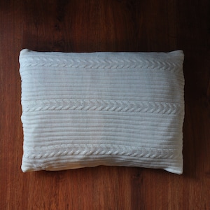 white cable knit pillow cover / aran lumbar pillow case / minimalist accent pillow / decorative cushion case