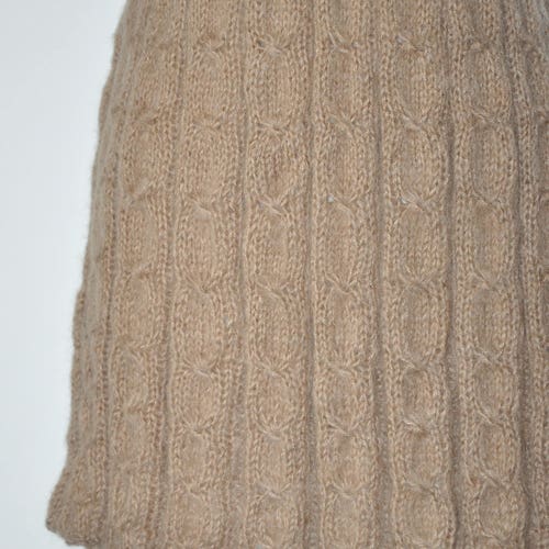 Handknit shops sleeveless sweater / neutral cable knit tunic dress / cafe latte wool mohair vest