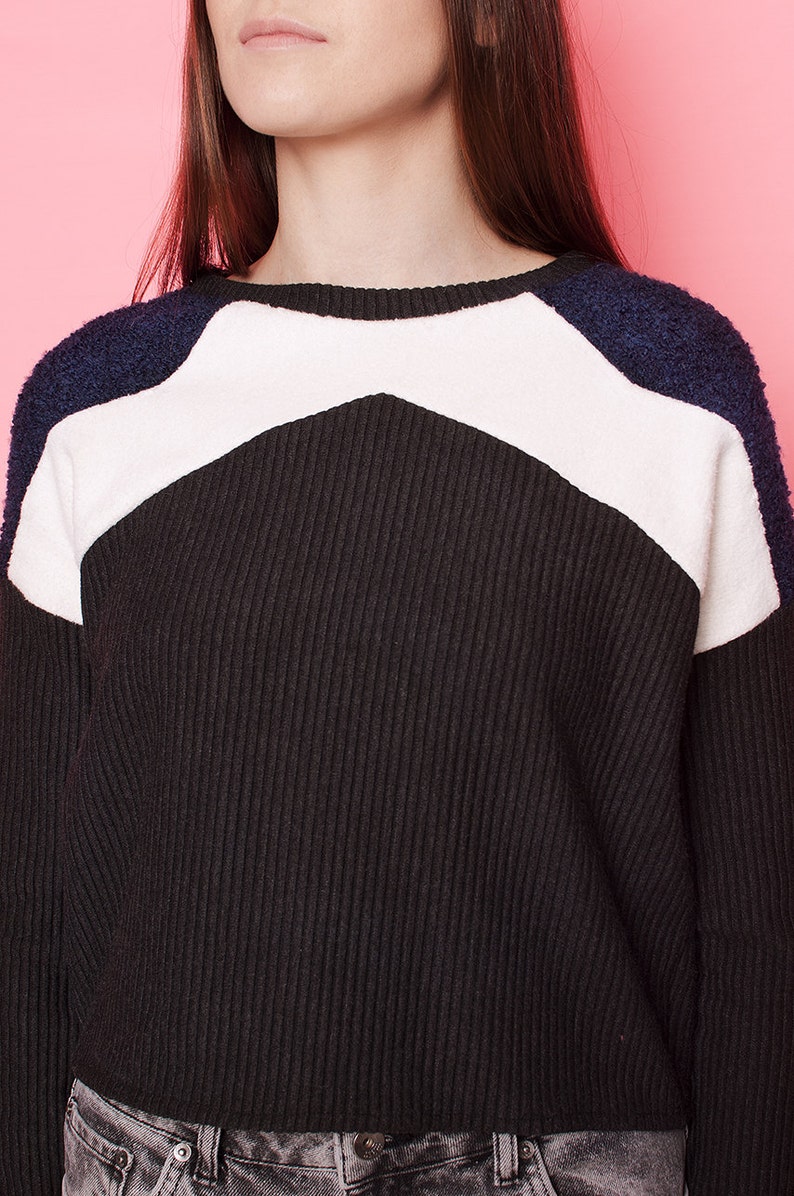 Geometric handmade sweatshirt. Minimal style image 2