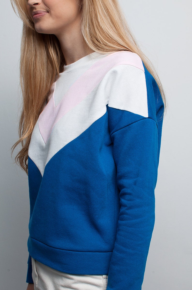 70s roller girl electric blue handmade sweatshirt image 3