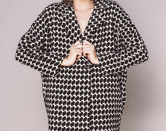 Sixties black and white oversize coat