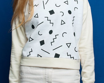 Squiggle white handmade sweatshirt