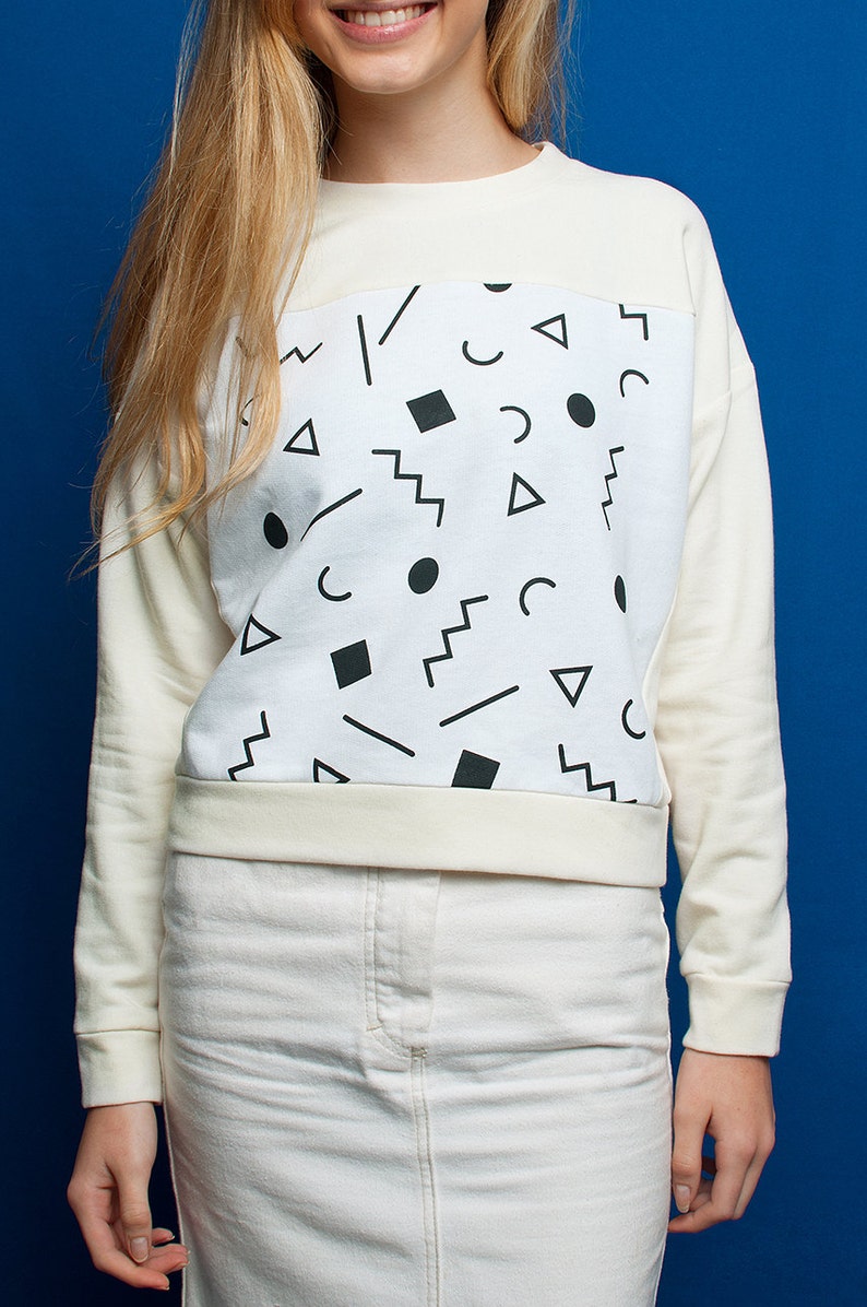 Squiggle white handmade sweatshirt image 1