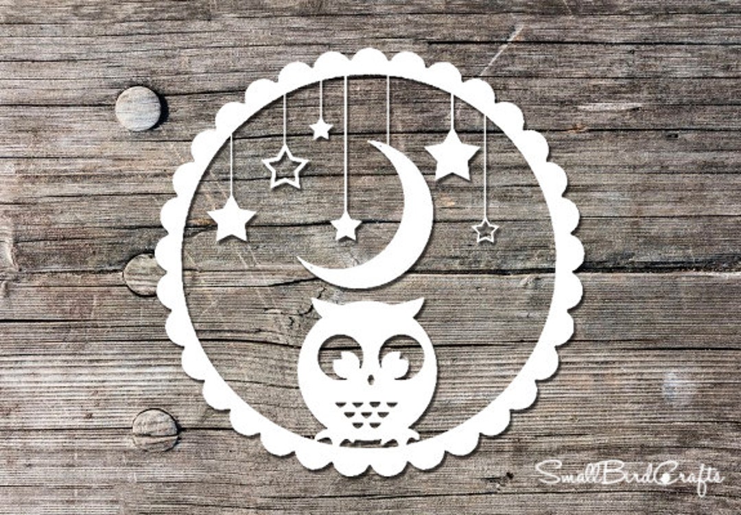 Commercial Use Paper Cutting Template Night Owl Moon and - Etsy
