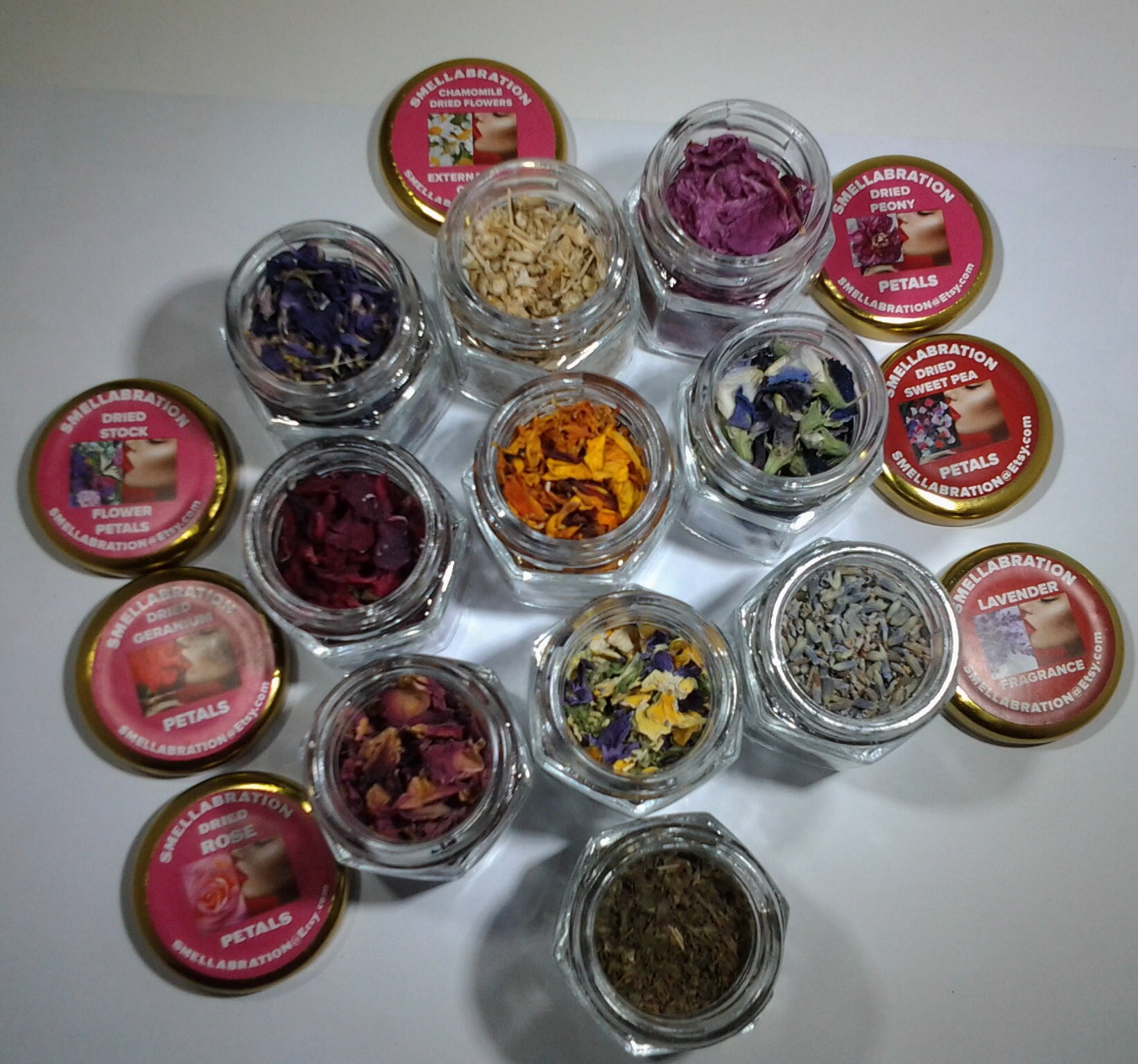 Dried Flower Petal Craft Apothecary 10 Glass 2oz Jars Etsy
