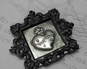 Sacred Heart : hand embossed mythological repoussé metal wall art