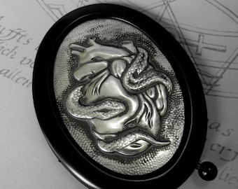 Snake & Heart : hand embossed anatomical repoussé metal wall art