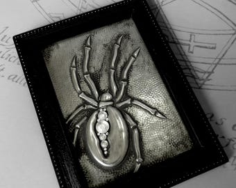Jewelled Spider : hand embossed arachnid repoussé metal wall art