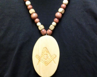 Wooden Masonic Beaded Medallion