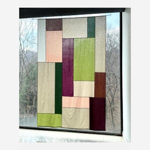 Modernized Bojagi(Pojagi) curtain/ shade/ divider made using traditional Korean patchwork skills. Custom size, color and design available.