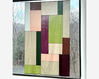 リネンポジャギカーテン：韓国のパッチワークカフェカーテンパネル