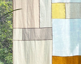 ポジャギリネンコットンカーテン、韓国パッチワーク、モダンなパターン