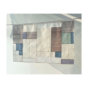 Modernized Korean traditional Pojagi curtain/ shade/ divider/ tapestry_Earth tone_Custom made available (Bojagi, Jogakbo)