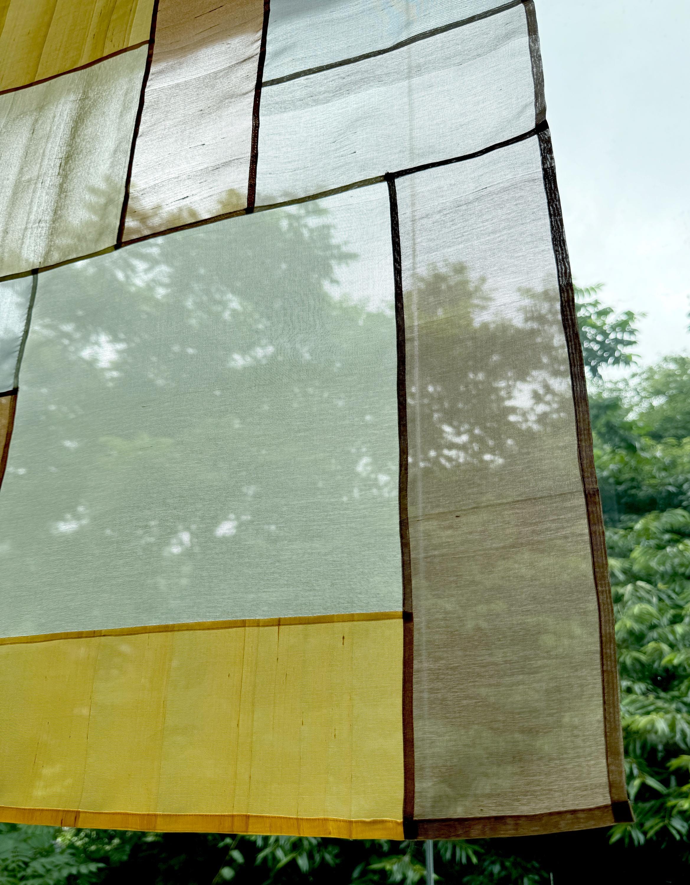 Pojagi Patchwork Curtain: Traditional Sheer Silk, Korean Authentic