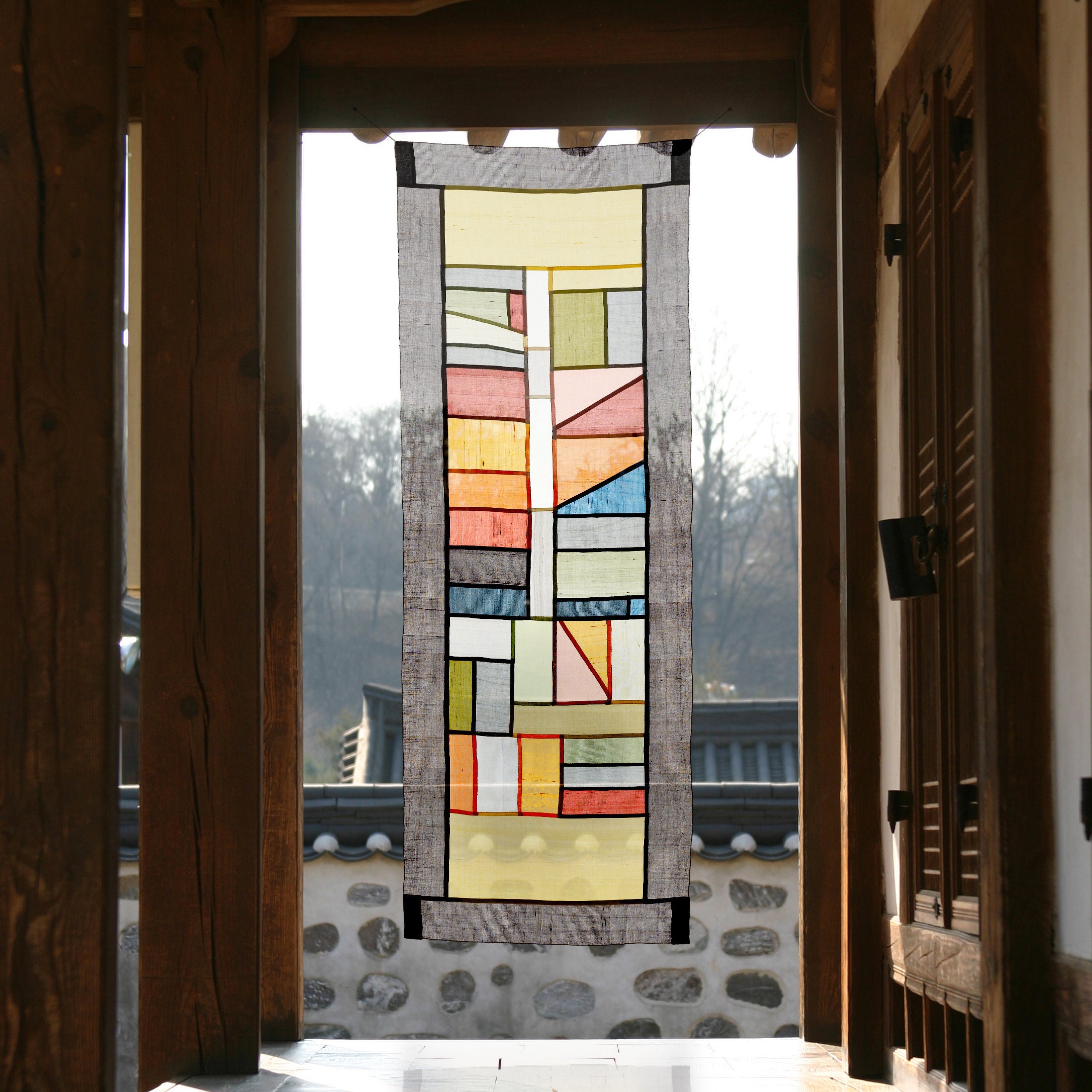 Modernisierter traditioneller koreanischer Pojagi-Vorhang / Schatten / Wandbehang / Wandteppich - Nach Maß verfügbar (Bojagi, Jogakbo-Raumdekor))