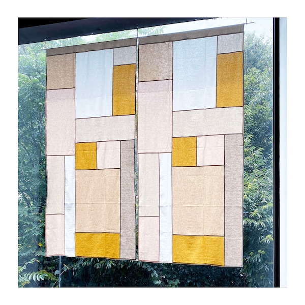 Modernized Bojagi(Pojagi) curtain/ shade/ divider made using traditional Korean patchwork skills. Custom size, color and design available.