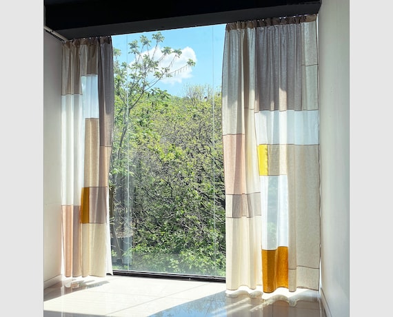 ポジャギパッチワークカーテン：リネンコットン、韓国の本物の技術