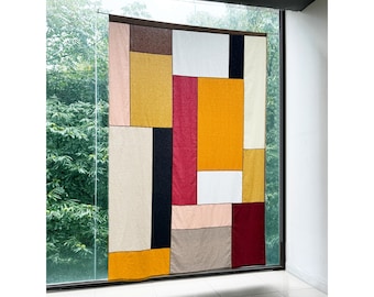 リネンのポジャギカーテン：韓国のパッチワークのれん - Etsy 日本