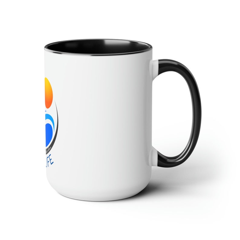 Anna Maria Island zweifarbige Keramik Kaffeetasse 15 Unzen, liest: AMI Life,gedruckte Gezeiten und gute Stimmung. Ideal für Strandliebhaber auf Anna Maria Island Bild 3