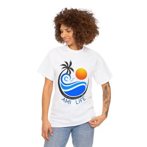 Anna Maria Island Unisex Heavy Cotton T-Shirt, lautet: AMI Life,gedruckte Gezeiten und gute Stimmung. Groß für Anna Maria Island Strände Enthusiasten