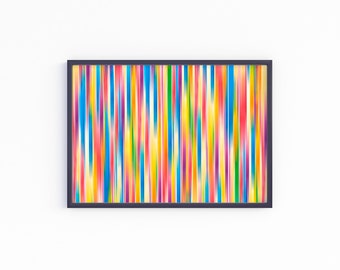 Abstract Stripe Illustration Print, Digital Downloadable Wall Art, Trendy Decor, Vibrant Colors in Staggered Stipes Wall Decor, Fun Wall Art