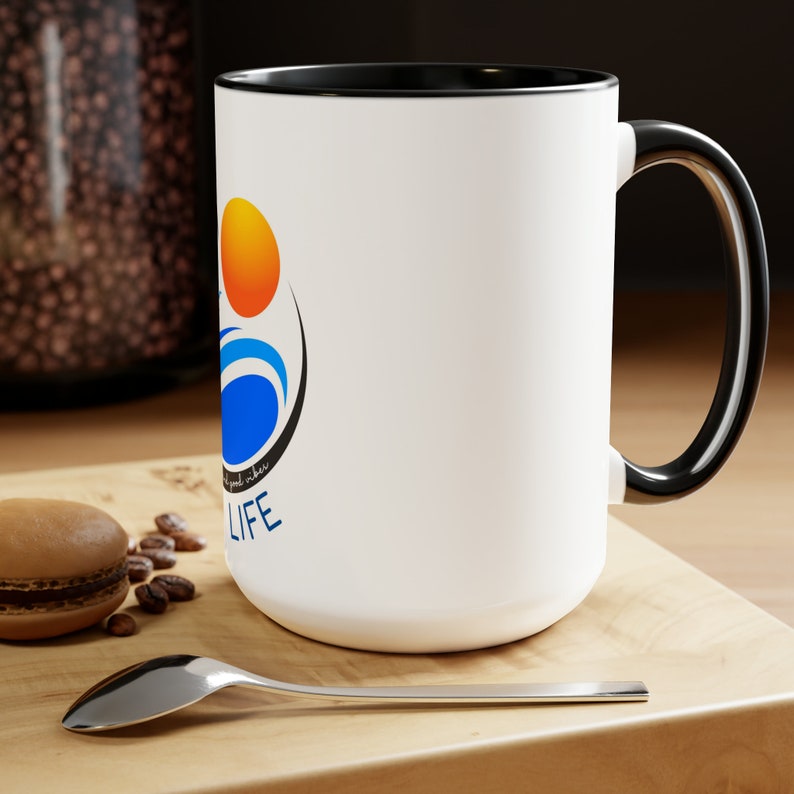 Anna Maria Island zweifarbige Keramik Kaffeetasse 15 Unzen, liest: AMI Life,gedruckte Gezeiten und gute Stimmung. Ideal für Strandliebhaber auf Anna Maria Island Bild 4