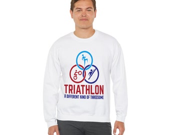 Triathlon Crewneck Sweatshirt, Triathlete Sweatshirt, Show Support for the Sport with this Funny Threesome Sweatshirt, Swim, Bike, Run