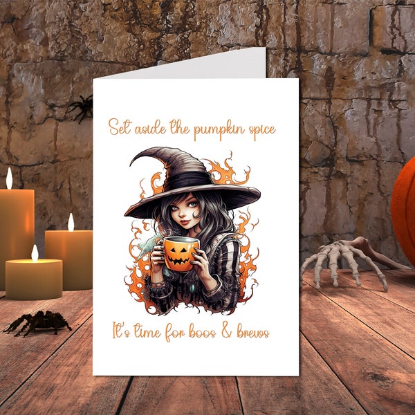 Printable Fun Card for Wife, Husband, Boo, Brew, Party, Fun, Sexy, Romantic, Witch, Halloween Card, 5x7 or 8.5x5.5 Card, Instant Download