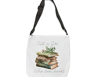 Torba Book Lover Tote Bag (AOP), Just a Girl Who Loves Books, Book Stack Design, Pomysł na prezent dla czytelnika, Torba z zamkiem błyskawicznym, Słodka, Pojemna, Rozmiary różne