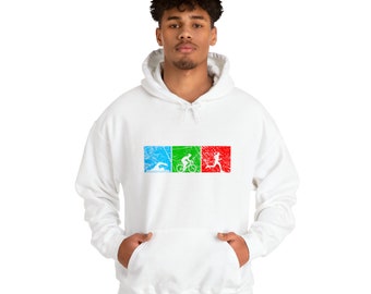Sudadera con capucha de triatlón, sudadera con capucha de triatleta, muestra apoyo al deporte con esta diversión, sudadera con capucha, nadar, andar en bicicleta, correr, los tamaños varían