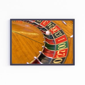 Roulette Wheel Photography Art, Digital Downloadable Wall Art, Trendy Décor, Close Up of Roulette Ball Landing on Red 36, Room Decoration