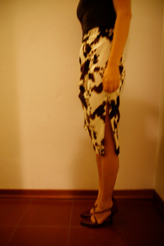 cow skin (fake) slit pencil skirts vintage