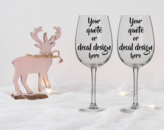 2 Wine Glasses Mockup Christmas Styled Wine Glass Mockup