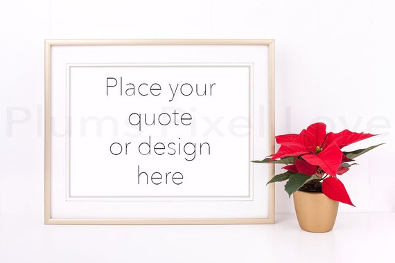 Christmas Styled Frame Mockup Landscape Gold Frame Mockup
